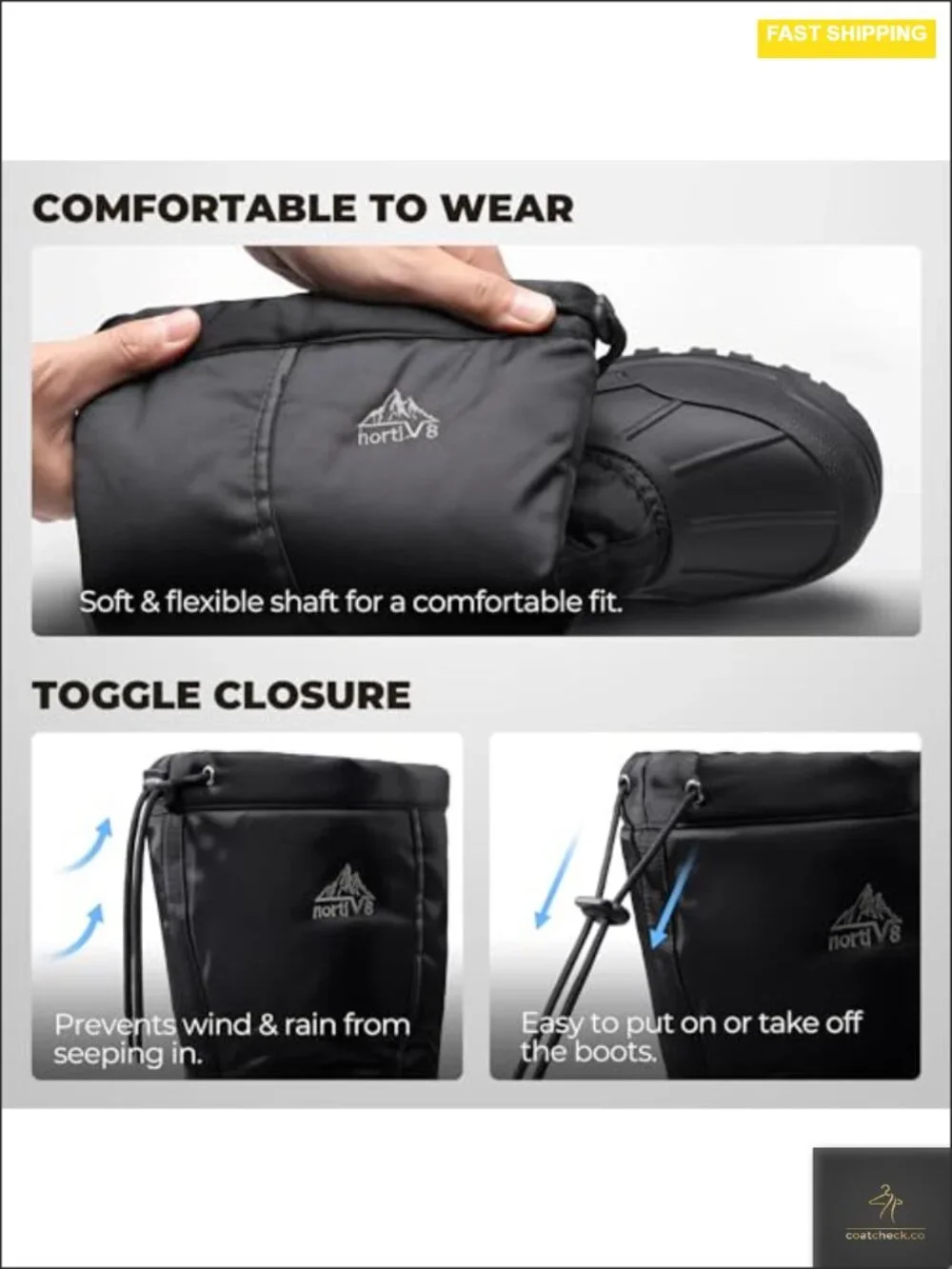 NORTIV 8 Waterproof Insulated Winter Snow Boots Men's Outdoor Tall Boots